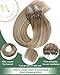 Ugeat Micro Link Hair Extensions Balayage Micro Hair Extensions Human Hair Balayage Light Brown Mix Platinum Blonde Microloop Hair Extension Human Hair for Women 16 Inch 57G 50S - Image 4