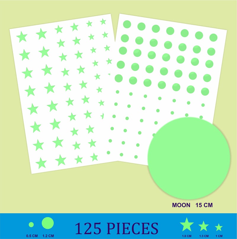 DreamKraft Star & Moon Night Glow Wall Sticker (2 Sheet, Neon, 114 PC) - Image 2