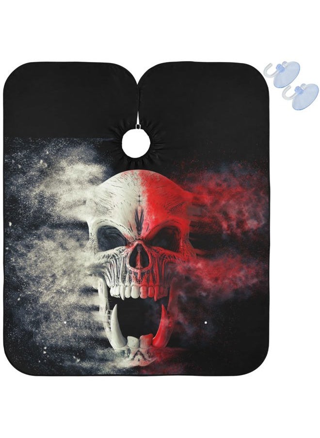 visesunny Barber Cape Red White Screaming Demon Skull Polyester Hair Cutting Salon Cape Apron Anti-Static Haircut Water-Resistant Shaving Cloth Beard Shaving Bib Hairdressing Cape  - Image 1