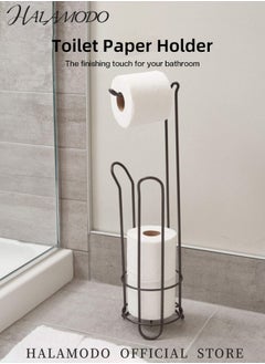 HALAMODO 2pcs Bathroom Toilet Tissue Paper Roll Storage Holder Stand with Reserve Freestanding Toilet Paper Holder Stand Tissue Paper Roll Dispenser Bathroom Storage Organization  - Image 4