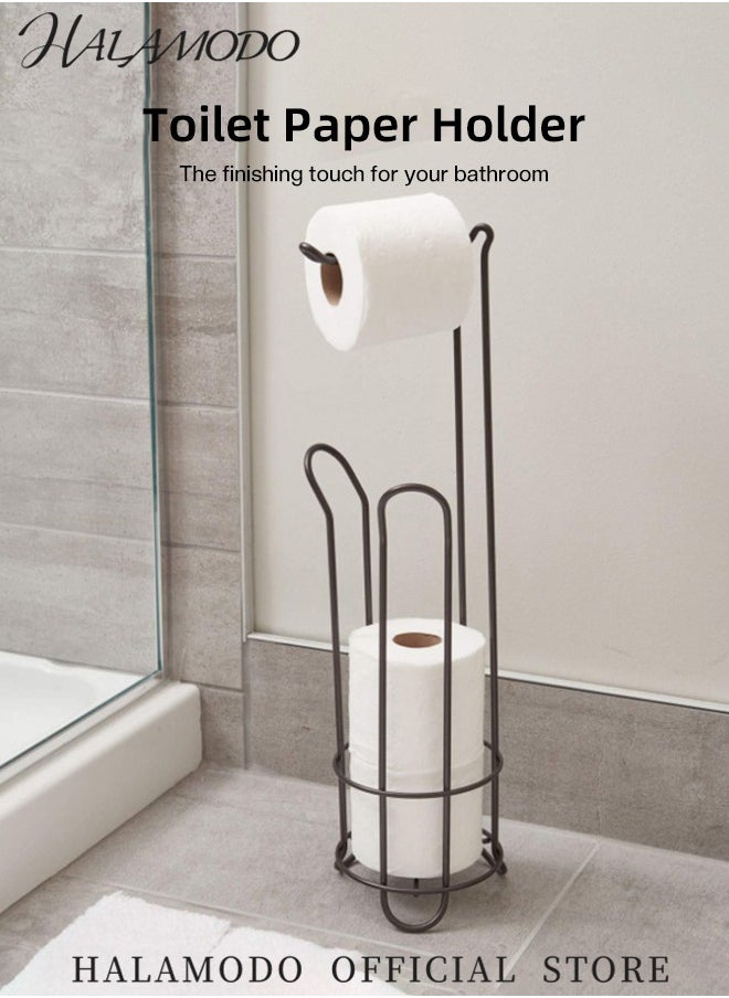 HALAMODO 2pcs Bathroom Toilet Tissue Paper Roll Storage Holder Stand with Reserve Freestanding Toilet Paper Holder Stand Tissue Paper Roll Dispenser Bathroom Storage Organization  - Image 4
