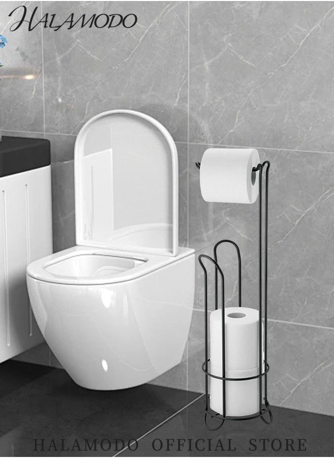 HALAMODO 2pcs Bathroom Toilet Tissue Paper Roll Storage Holder Stand with Reserve Freestanding Toilet Paper Holder Stand Tissue Paper Roll Dispenser Bathroom Storage Organization  - Image 5