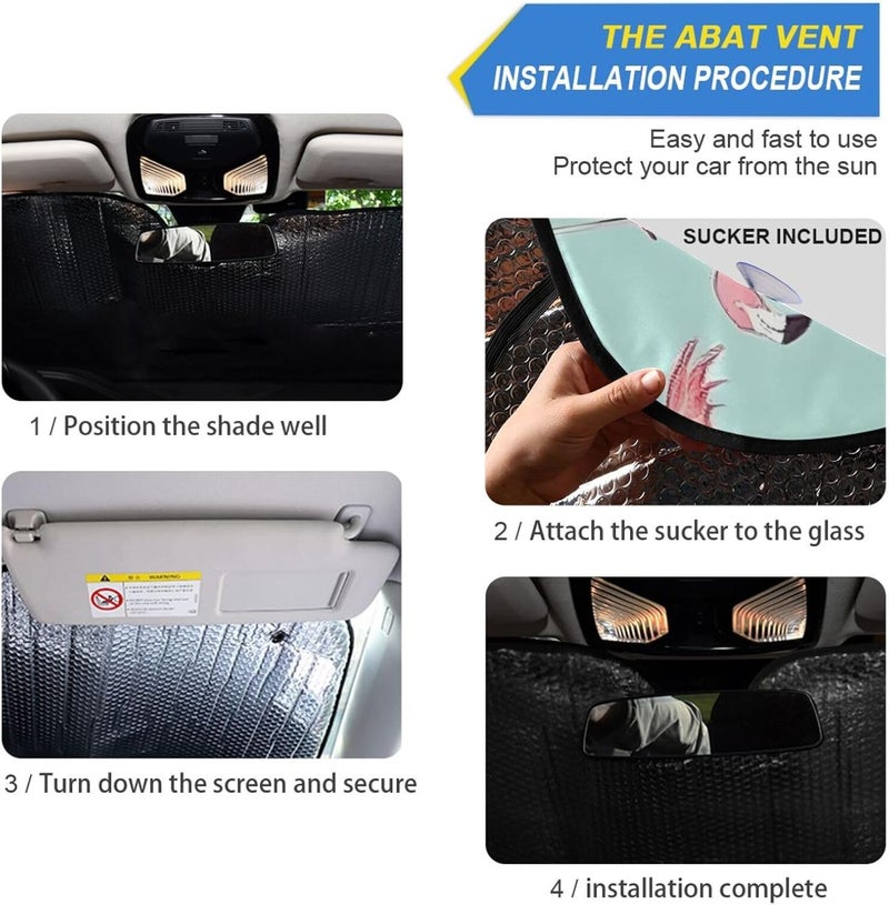 Flamingos-and Flowers Pattern Car Windshield Sun Shade Foldable Sun Visor Automotive Sunshades for Car Truck SUV Blocks UV Rays Keep Your Vehicle Cool - Image 2