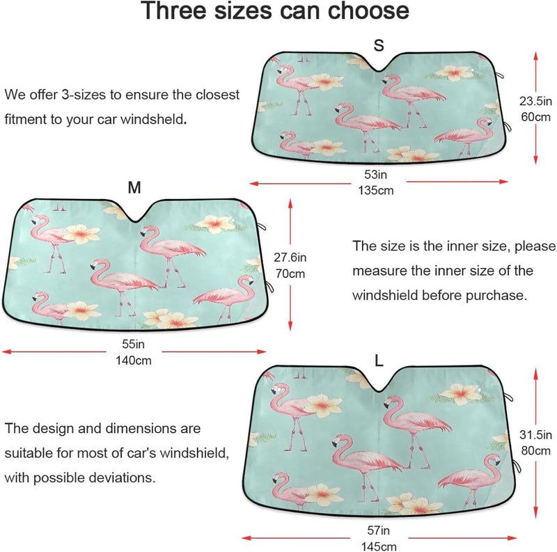 Flamingos-and Flowers Pattern Car Windshield Sun Shade Foldable Sun Visor Automotive Sunshades for Car Truck SUV Blocks UV Rays Keep Your Vehicle Cool - Image 5