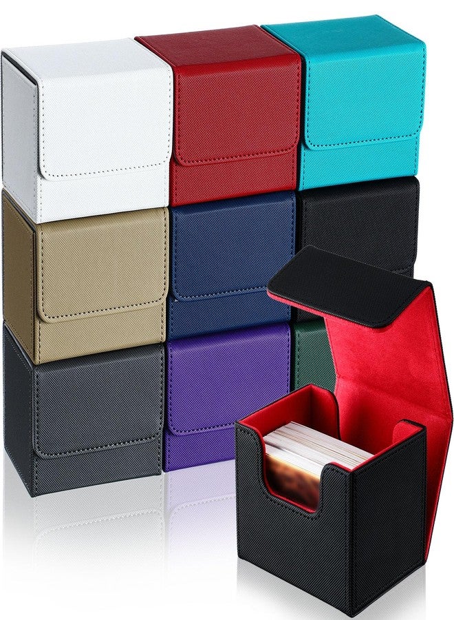 Vicenpal 10 Pieces Leather Deck Game Card Box Magnetic Card Game Case for 100 Plus Gaming Storage Containers Compatible with MTG Deck Boxes,10 Colors - Image 1