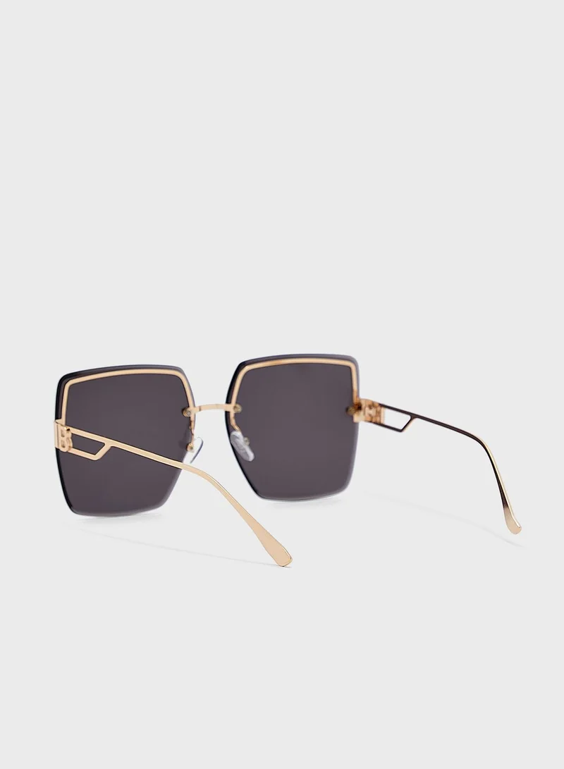 Ginger Oversized Square Frameless Sunglasses