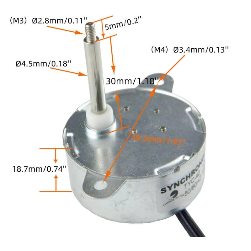 CHANCS TYC-40 AC 12V Fiber Optic Color Wheel Motor CW/CCW 35mm Shaft Synchronous Motor TYZ42 Electric Motor Replacement for Fiber Optic Light Christmas Ornamen - Image 2