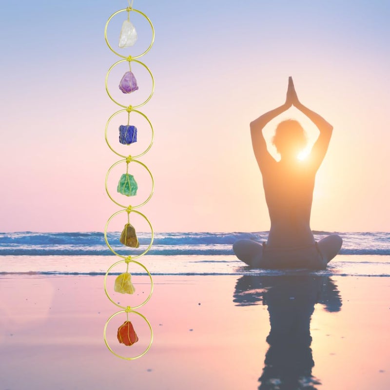 Nicestone Handmade Gemstones Healing Feng Shui Crystals Window Decorations Hanging Ornament for Home Decor Party Decor(7 Chakra Round) - Image 1