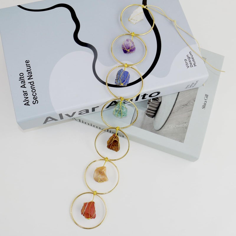 Nicestone Handmade Gemstones Healing Feng Shui Crystals Window Decorations Hanging Ornament for Home Decor Party Decor(7 Chakra Round) - Image 5