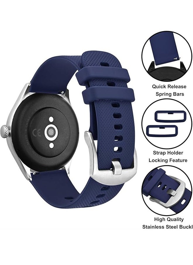 Generic Silicone watch strap 20mm Compatible with  Samsung Galaxy Watch 7/6/5/4 40mm 44mm/Watch 6 Classic 43mm 47mm/Watch 5 Pro 45mm/Watch 4 Classic/Active 2 Band, 20mm Soft Silicone Sport Strap Wristbands Women Men(Dark Blue)  - Image 3