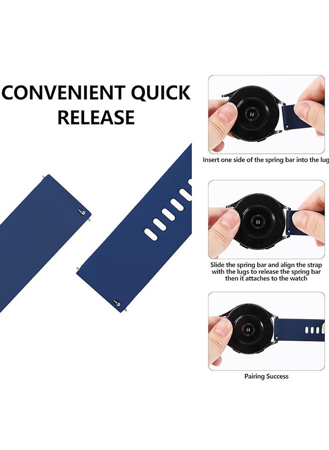 Generic Silicone watch strap 20mm Compatible with  Samsung Galaxy Watch 7/6/5/4 40mm 44mm/Watch 6 Classic 43mm 47mm/Watch 5 Pro 45mm/Watch 4 Classic/Active 2 Band, 20mm Soft Silicone Sport Strap Wristbands Women Men(Dark Blue)  - Image 5