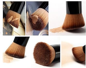 LyDia Flat Angled Wooden Handle BlusherFace PowderLiquid FoundationFace Contour Makeup Brush - Image 2