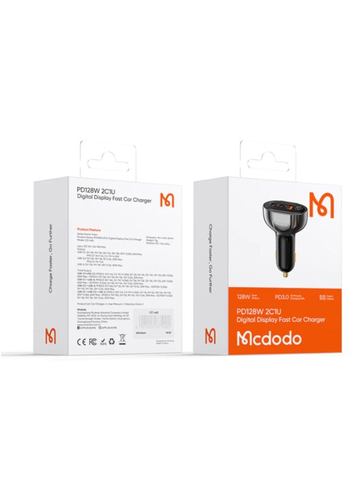 مكدودو شاحن سيارة ماكدودو CC-4450 بقدرة 128 وات مزدوج USB C+ USB أسود - Image 2