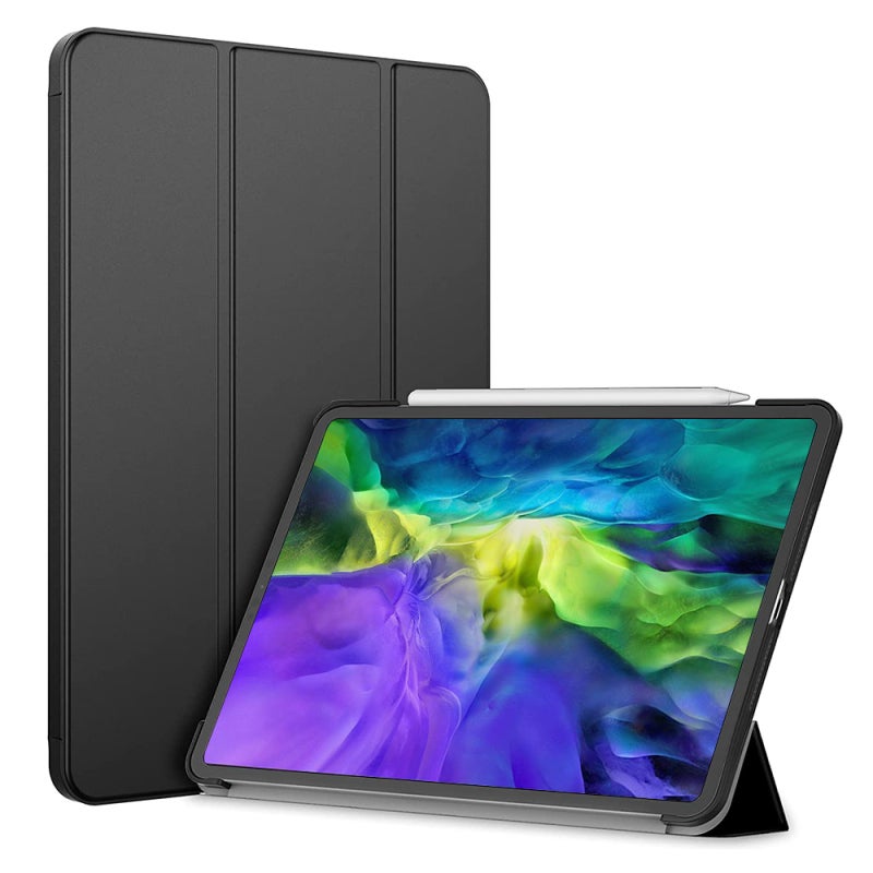 غلاف حماية iPad Pro: جلد PU أسود بطبقة من الدقيقة الصناعية - موت واستيقاظ تلقائي زوايا قابلة للتعديل لـ iPad Pro 11 (2020) وشحن لاسلكي لقلم أبل الجيل الثاني - Image 1