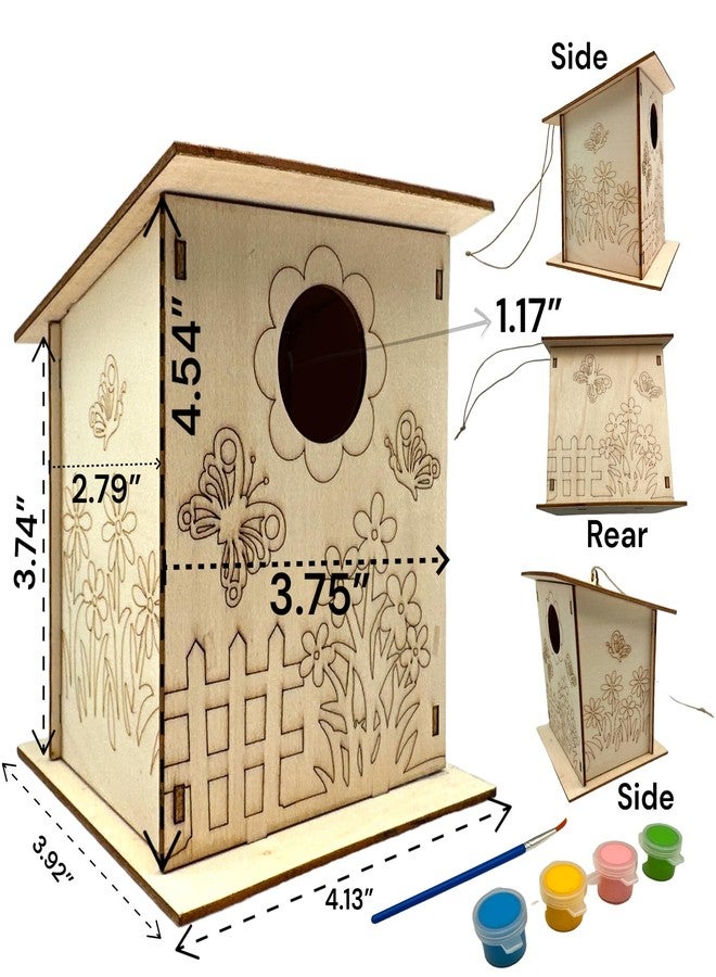 Oojami Wooden Birdhouse Crafting Kit: 12 DIY Unfinished Bird House with Paints and Brush Ideal for Kids and Adults Makes a Great Gift (DIY) - Image 4