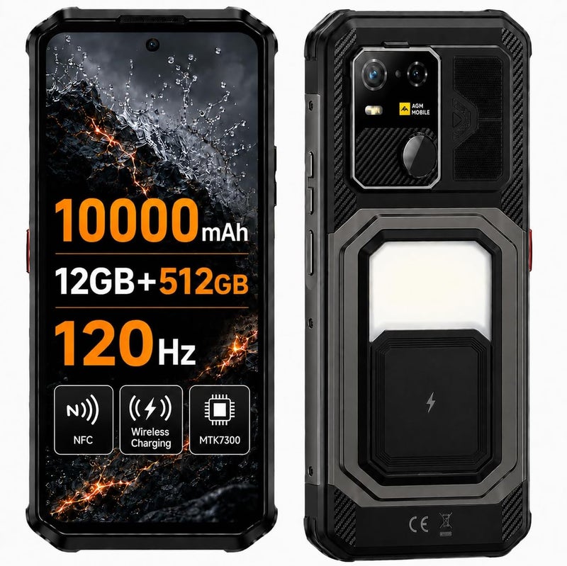AGM G3 Unlocked 5G Rugged Smartphone,Android 15 MTK Dimensity 7300,10000mAh | 120Hz Display｜6.72" FHD｜12+12GB RAM + 512GB ROM + 1TB TF｜PD Fast｜Wireless Charging｜NFC｜116dB Speaker｜Camping Torch - Image 1