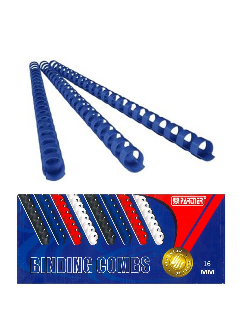 PARTNER 100-Piece Binding Combs 16mm Blue - Image 1