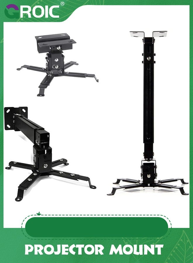 GROIC Universal Projector Mount Wall or Ceiling Bracket with Adjustable Height and Extendable Arms Tilt DLP LCD Projection Mount,Adjustable Projector Ceiling Mount Bracket  - Image 1