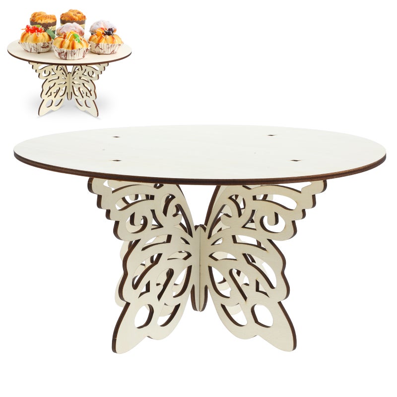 Butterfly Wood Cake Stand Wedding Baby Shower Birthday Rustic Table Centerpiece Decor - Image 1