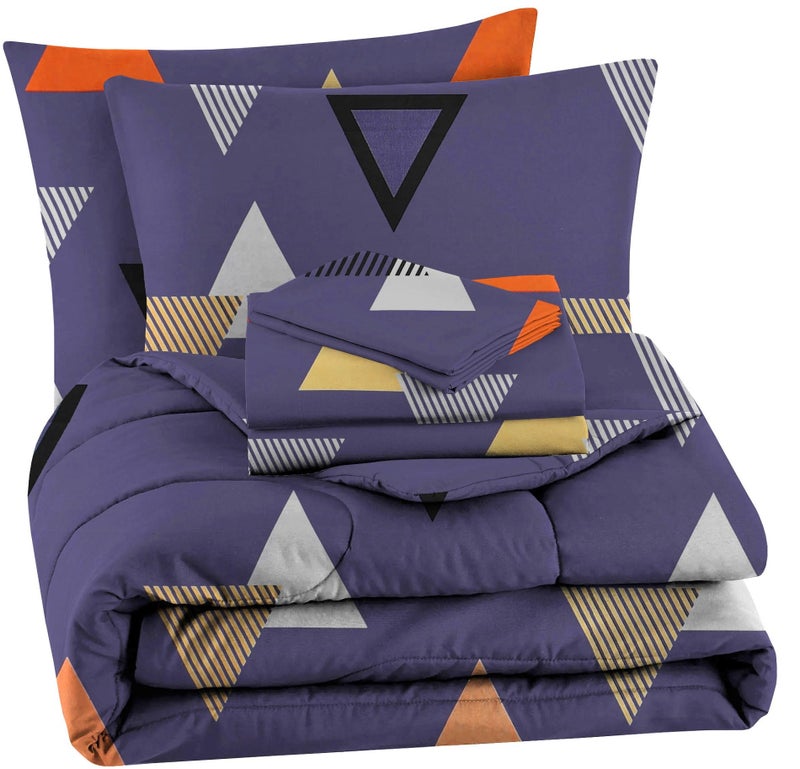 VAS COLLECTIONS Microfiber 220 GSM Glace Cotton Single AC Comforter Set (60x90 inch) with Single Bedsheet (220x152 cm) and 1 Pillow Covers | 3 Piece Bedding Set - Grey & Orange - Image 1