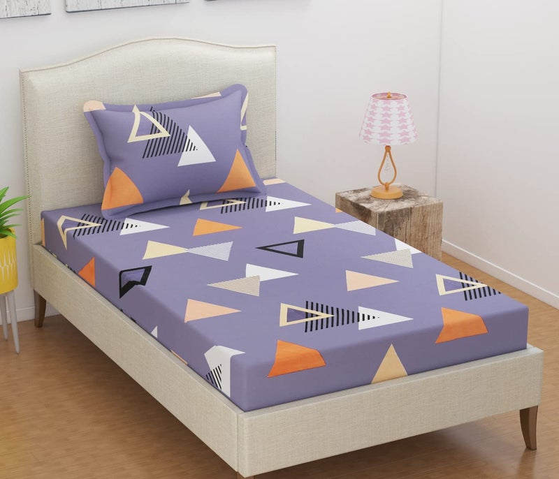 VAS COLLECTIONS Microfiber 220 GSM Glace Cotton Single AC Comforter Set (60x90 inch) with Single Bedsheet (220x152 cm) and 1 Pillow Covers | 3 Piece Bedding Set - Grey & Orange - Image 3