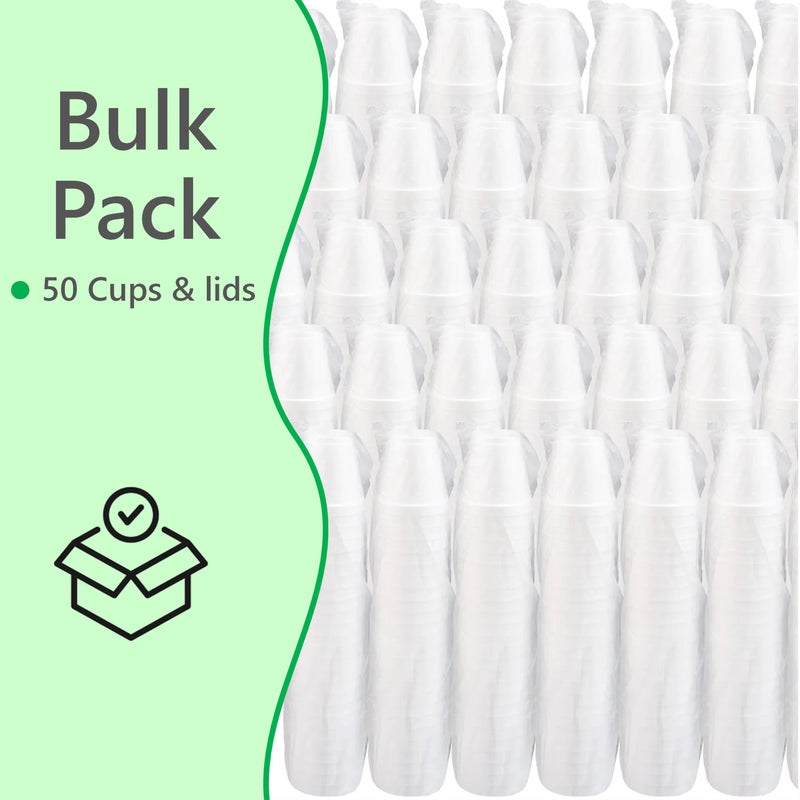 Mr. Miracle 20 OZ Foam Cups With Lids for Hot & Cold Drinks, USA-Made 50-Pack. Ideal Styrofoam Coffee Cups, Insulating To-Go Cups for Soda, Tea, Juice - Sturdy, Disposable & comparable to Industry standard 20J20 - Image 5