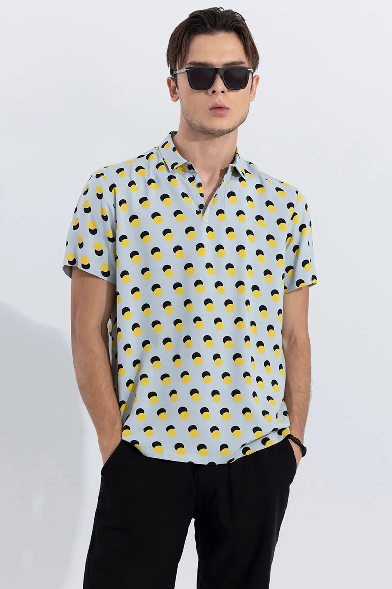 سنيتش Grey Polka Dots Half Sleeve Regular Fit Casual T-Shirt