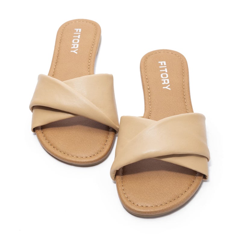 FITORY Women's Flat Sandals Fashion Slides With Soft Leather Slippers for Summer Size 11 - Image 5