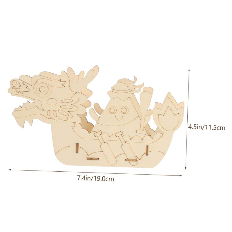 Wooden Dragon Boat Jigsaw Puzzle DIY Model Educational STEM Toy Gift for Kids - Image 3