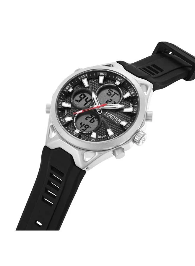 Kenneth Cole Reaction Black Dial Black Silicone Strap Analog-digital Watch for Men, 45mm