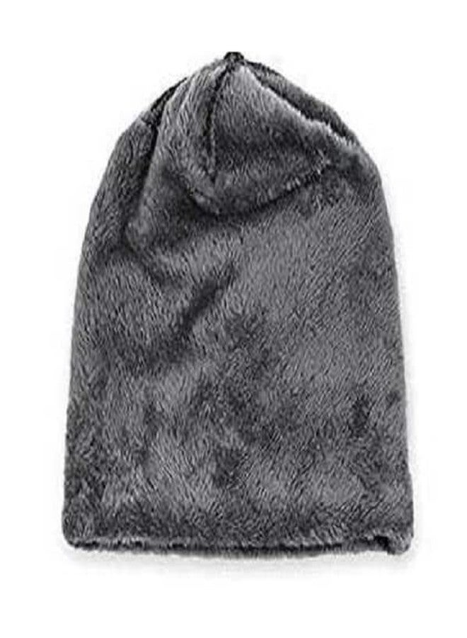 ATABZ Grey Woolen Beanie with Soft Fur - Image 3