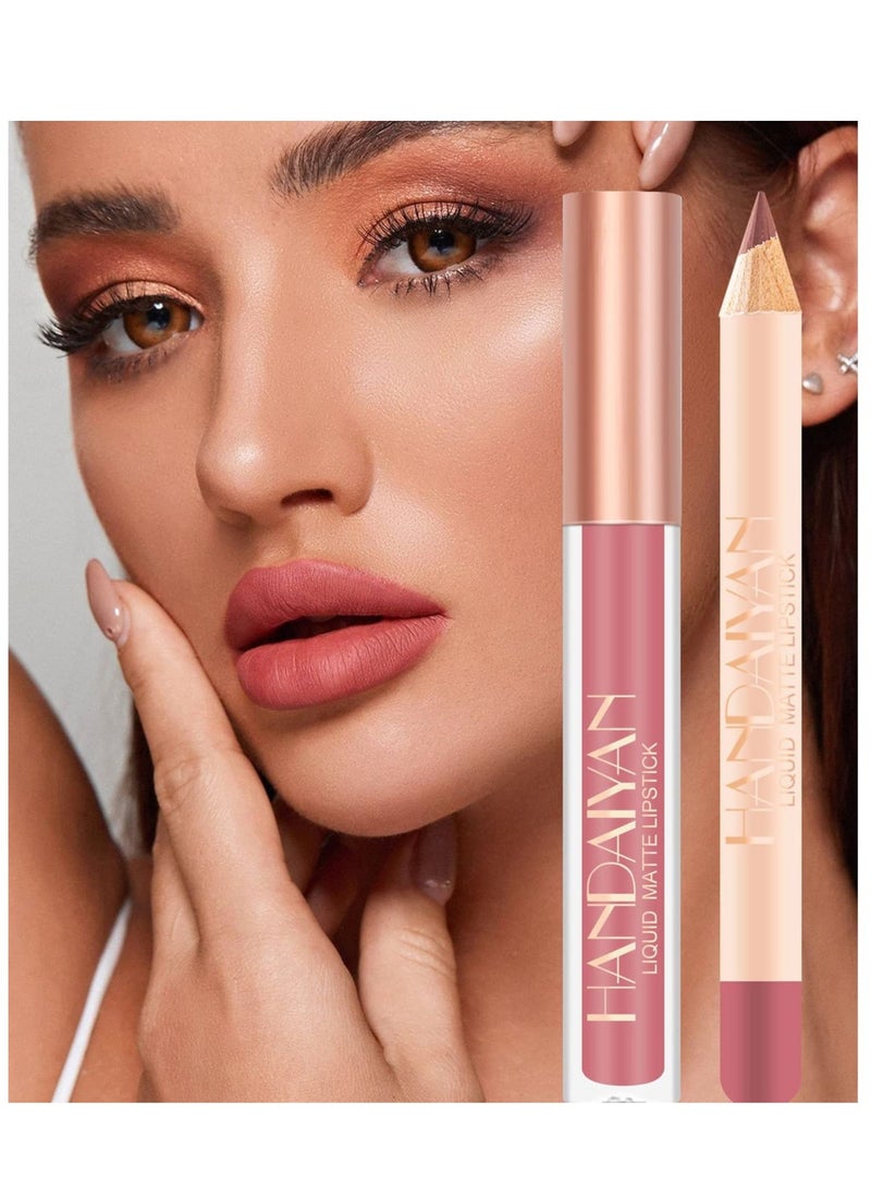 SYOSI Lip Liner and Lipstick Set Kit, 24pcs Nude Dark Red Matte Waterproof 24 Hour Lipstick Makeup Kit, 12 Velvety Matte Liquid Lipsticks and 12 Matching Smooth Lip Liner with Long Lasting Sets for Women - Image 2