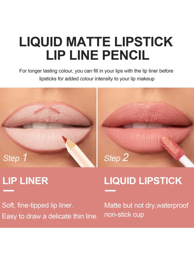 SYOSI Lip Liner and Lipstick Set Kit, 24pcs Nude Dark Red Matte Waterproof 24 Hour Lipstick Makeup Kit, 12 Velvety Matte Liquid Lipsticks and 12 Matching Smooth Lip Liner with Long Lasting Sets for Women - Image 4