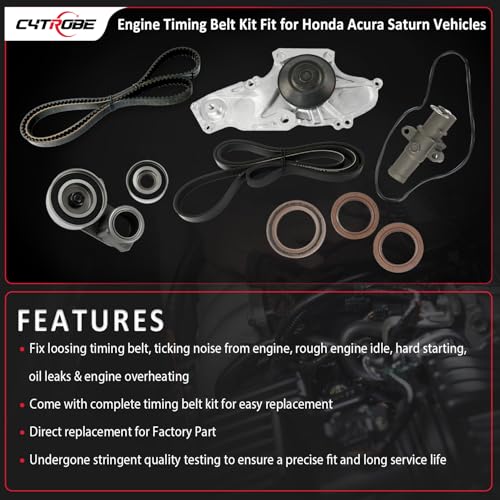 CYTROBE TKH002 Timing Belt Kit with Water Pump Compatible with 03-18 Honda Accord Crosstour Pilot Odyssey Ridgeline, Acura MDX RDX RL TL TSX ZDX, Saturn Vue 3.0L 3.2L 3.5L 3.7L Replaces TCKWP329 19200-RDV-J01 - Image 4