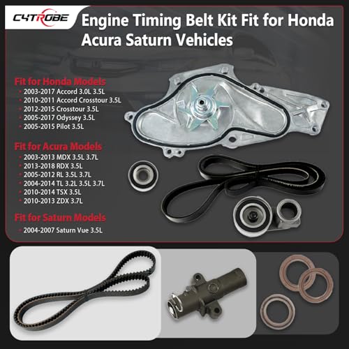 CYTROBE TKH002 Timing Belt Kit with Water Pump Compatible with 03-18 Honda Accord Crosstour Pilot Odyssey Ridgeline, Acura MDX RDX RL TL TSX ZDX, Saturn Vue 3.0L 3.2L 3.5L 3.7L Replaces TCKWP329 19200-RDV-J01 - Image 2