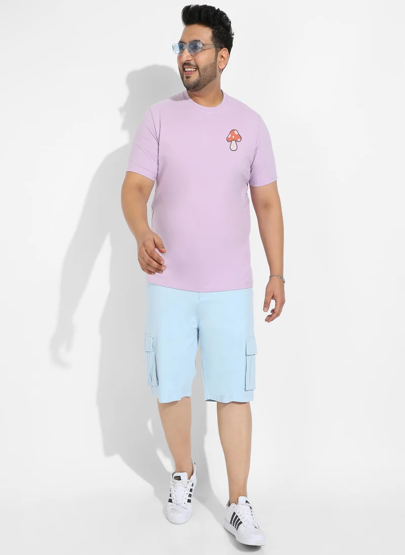Instafab Plus Men's Lilac Basic Regular Fit T-Shirt