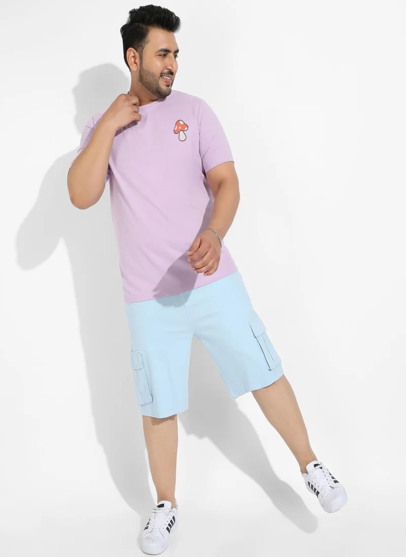 Instafab Plus Men's Lilac Basic Regular Fit T-Shirt