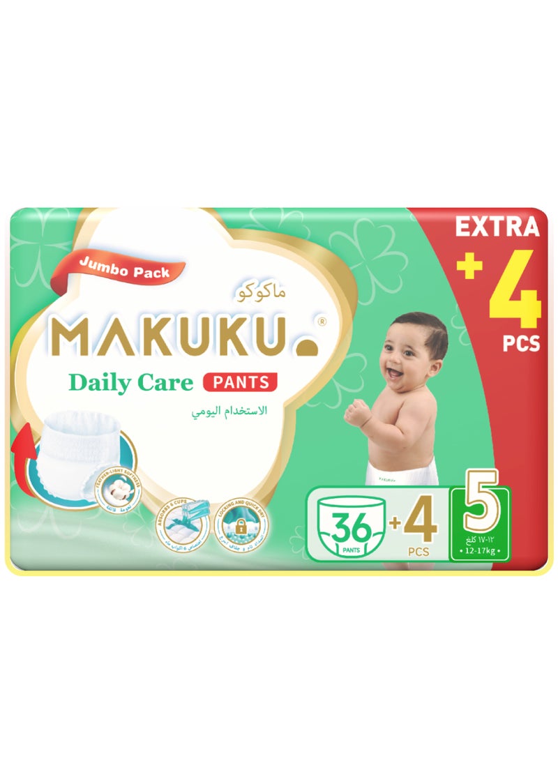 Makuku Daily Care Pants Diapers Jumbo Pack - Size 5 (12-17kg) | 12-17 months | 40 Pieces