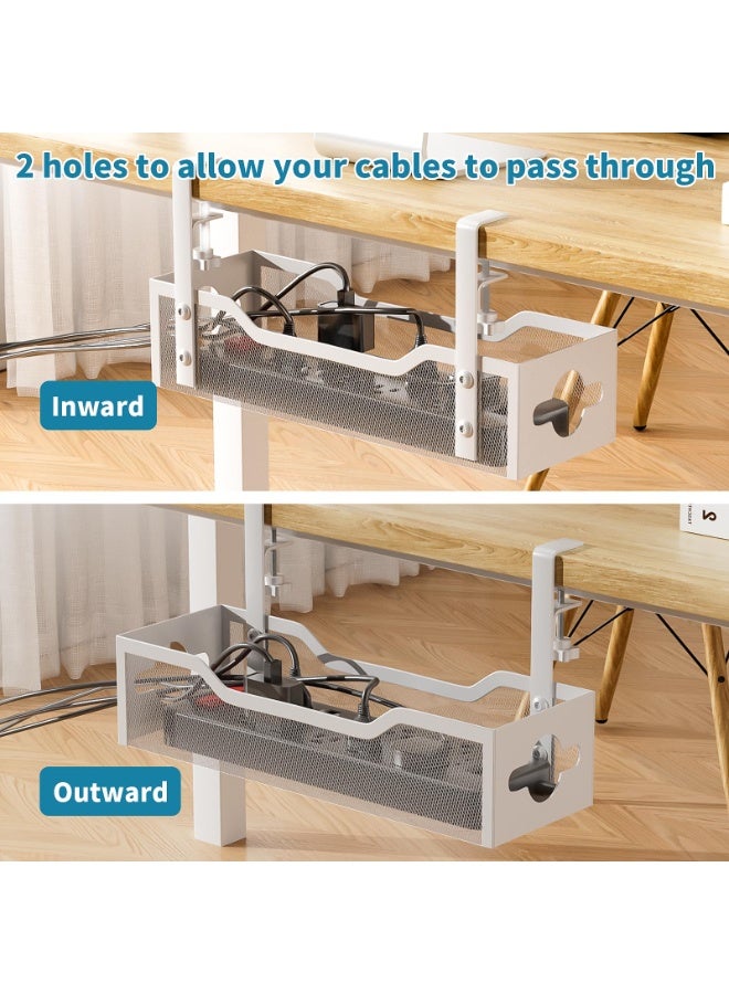 XICEN Under Desk Cable Management Tray,Cable Management Under Desk No Drill, Cable Tray with Clamp,Desk Cable Management Box for Office, Home, No Damage to Desk for Office Home - No Drill to Desk Cable Raceway（white） - Image 5