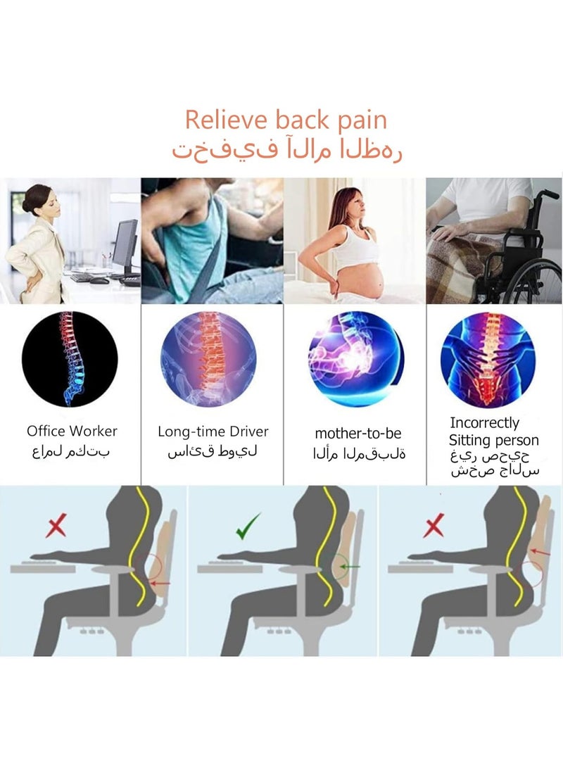 Scrolls Lumbar Support Pillow for Office Chair Memory Foam Back Cushion for Back Pain Relief Improve Posture Large Back Pillow for Car,Recliner Breathable Mesh Cover Double Adjustable Strap - Image 4