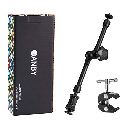WANBY 11 Inch Articulating Friction Magic Arm Adjustable w/Hot Shoe Mount 1/4'' Tripod Screw for Camera Rig, LCD Monitor, LED Flash Lights (11'Arm & Clip) - Image 2