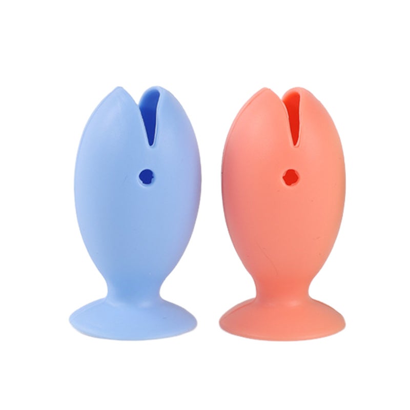 Silicone Toothbrush Holder: Food-Grade Silicone, Dust-Proof Enclosed Design - No-Drill Suction Cup Wall Mount, Playful Cartoon Fish Style for Bathroom Kitchen Travel & Kids' Bathroom - Image 1