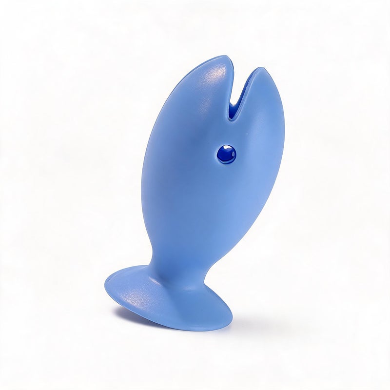 Silicone Toothbrush Holder: Food-Grade Silicone, Dust-Proof Enclosed Design - No-Drill Suction Cup Wall Mount, Playful Cartoon Fish Style for Bathroom Kitchen Travel & Kids' Bathroom - Image 3