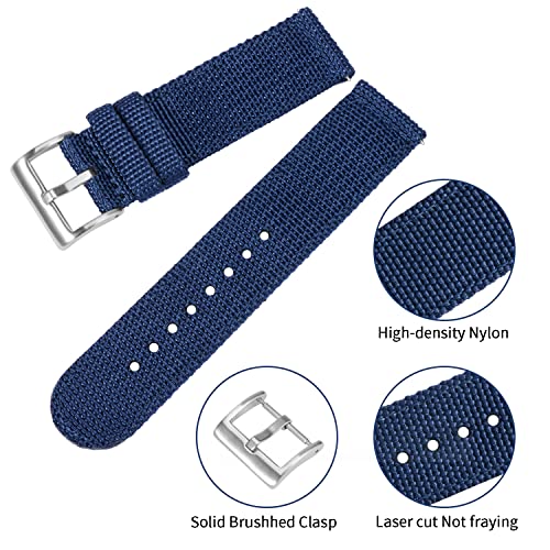 TStrap Nylon Watch Strap 22mm - Quick Release Watch Band Soft Blue - Canvas Military Wtach Bands for Men Ladies – for Smart watch Bracelet Replacement with Clasp - 18mm, 20mm, 22mm 24mm - Image 3