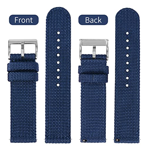 TStrap Nylon Watch Strap 22mm - Quick Release Watch Band Soft Blue - Canvas Military Wtach Bands for Men Ladies – for Smart watch Bracelet Replacement with Clasp - 18mm, 20mm, 22mm 24mm - Image 2