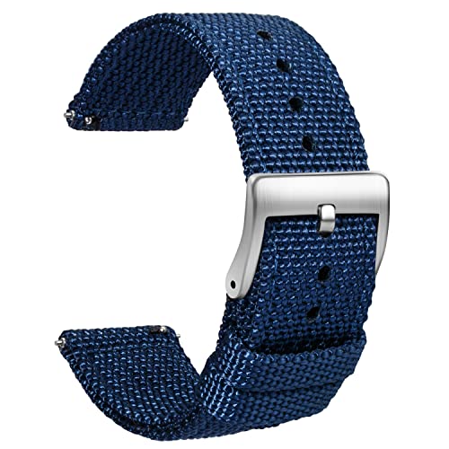 TStrap Nylon Watch Strap 22mm - Quick Release Watch Band Soft Blue - Canvas Military Wtach Bands for Men Ladies – for Smart watch Bracelet Replacement with Clasp - 18mm, 20mm, 22mm 24mm - Image 1