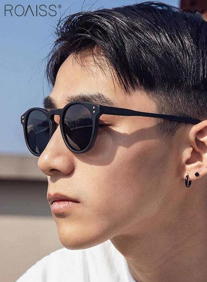 roaiss 2Pcs Round Sunglasses for Men Women, UV400 Protection Sun Glasses, Fashion Decorative Eyewear for Outdoor Party Street Photography, Black and Clear - Image 2