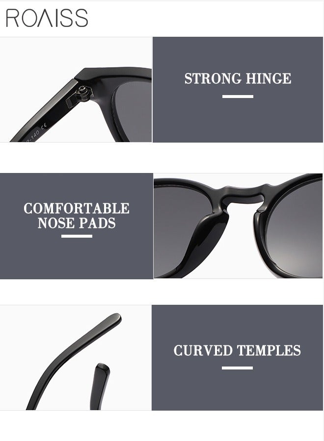 roaiss 2Pcs Round Sunglasses for Men Women, UV400 Protection Sun Glasses, Fashion Decorative Eyewear for Outdoor Party Street Photography, Black and Clear - Image 5