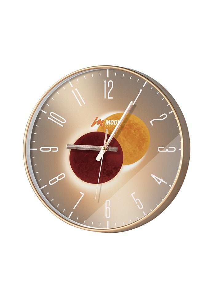 MODI Wall Clock,12" Silent Round Battery Operated Silent Quartz Clock,3D Curved Glass Large Wall Clock for Office, Home, Kitchen, Bedroom, School, Living Room Bathroom (Gold edge-3)  - Image 2