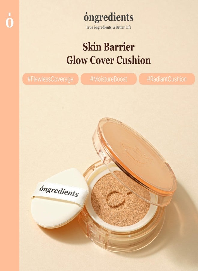 اون جريديانتس كريم أساس Skin Barrier Glow Cover Cushion، تغطية تدوم طوال اليوم، لمسة نهائية متألقة، خفيف الوزن، ملمس يشبه منتجات العناية بالبشرة، مكياج غير متكتل، كريم أساس كوري (#13C First Snow، 0.49 أونصة) - Image 2